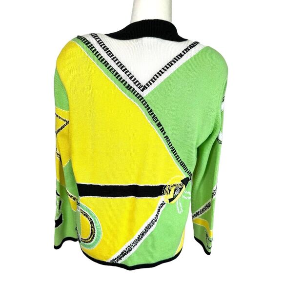 Nancy Bolen City Girl Sweater Cardigan Petite Large PL Psychedelic Sequins Artsy - Picture 4 of 9